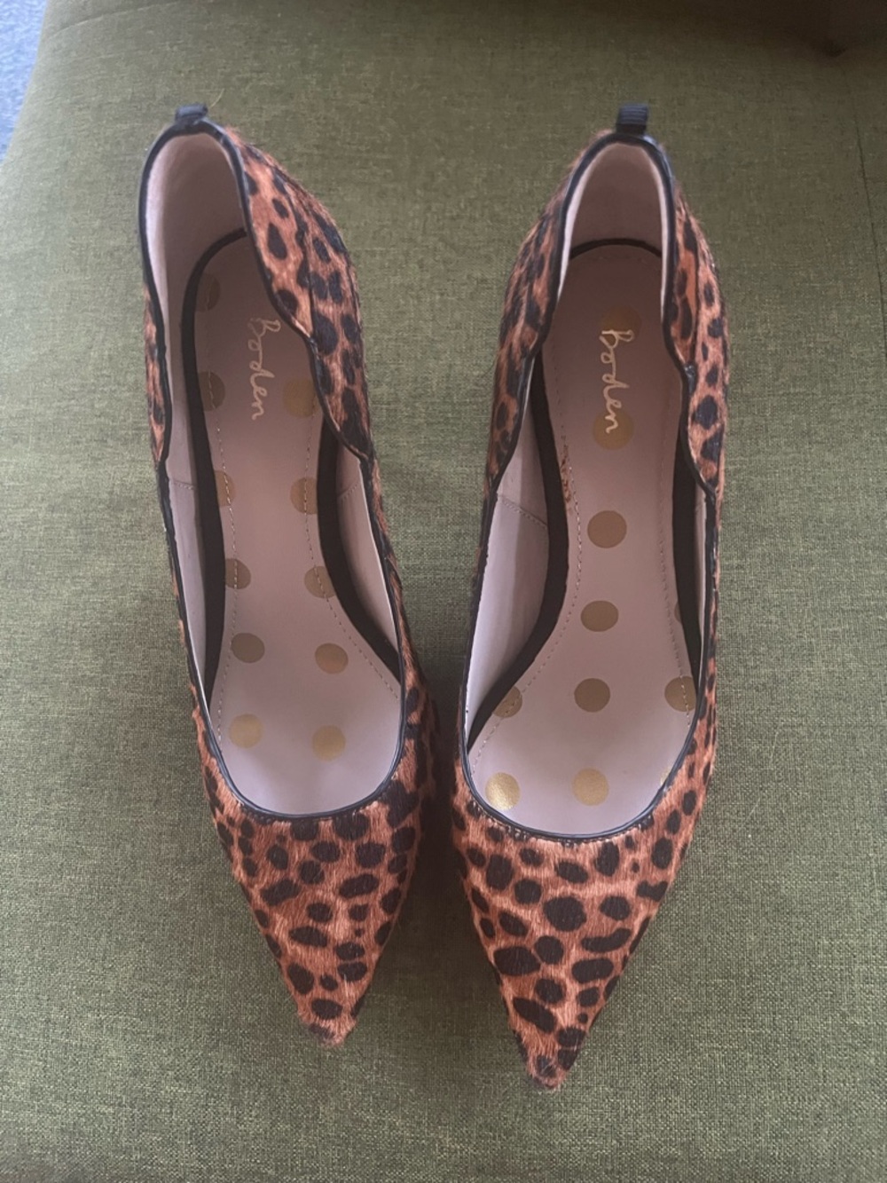 Boden Leopard-Print Pointed Toe Heels in Brown and Black